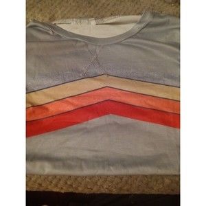 Large Striped T-shirt Short Sleeve Gray No Logos Polyester Stretchable